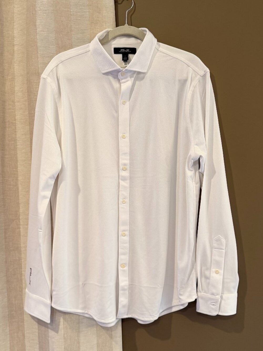 RLX Ralph Lauren White Long Sleeve Performance Dress shirt Neutral, Size Large